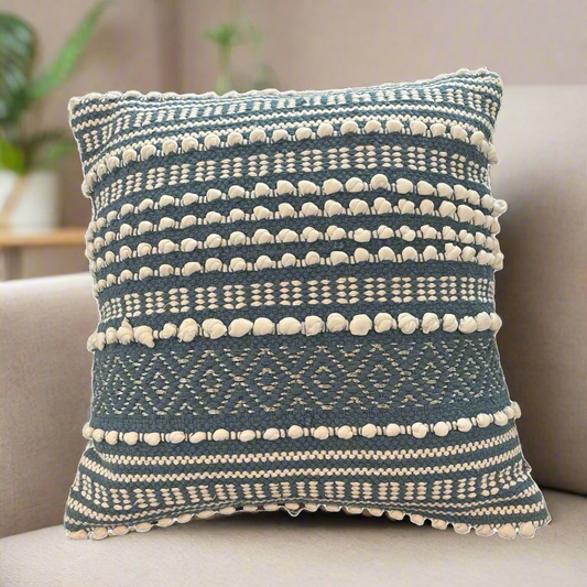 Blue & White Tajik Throw Cushion 18x18