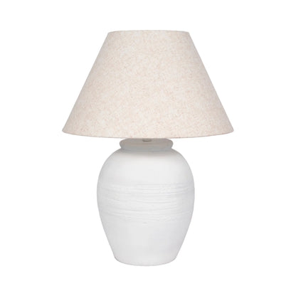 Artisan Clay Table Lamp with Tapered Shade