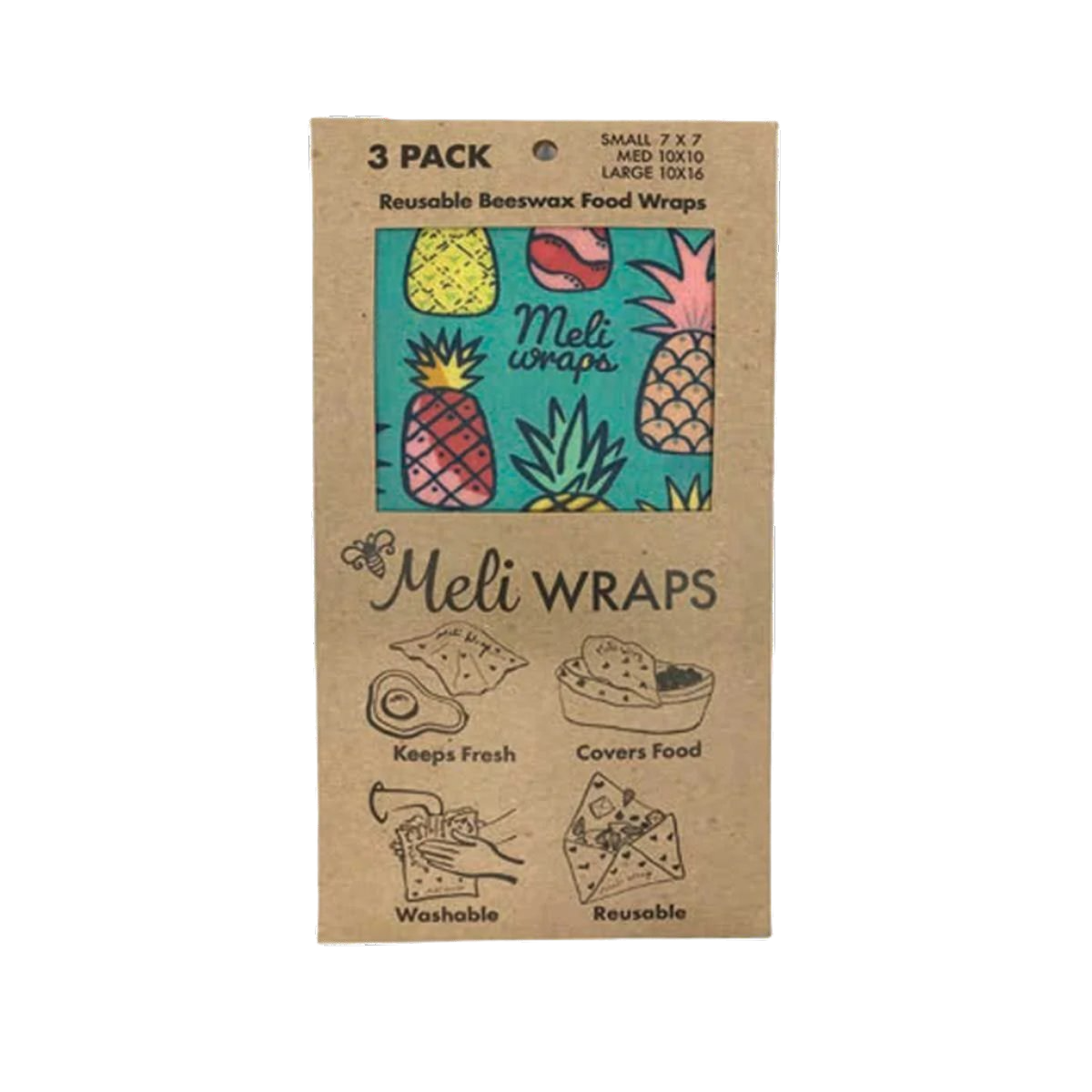 Meli Wraps Reusable and Eco-Friendly Beeswax Food Wraps - Pineapple