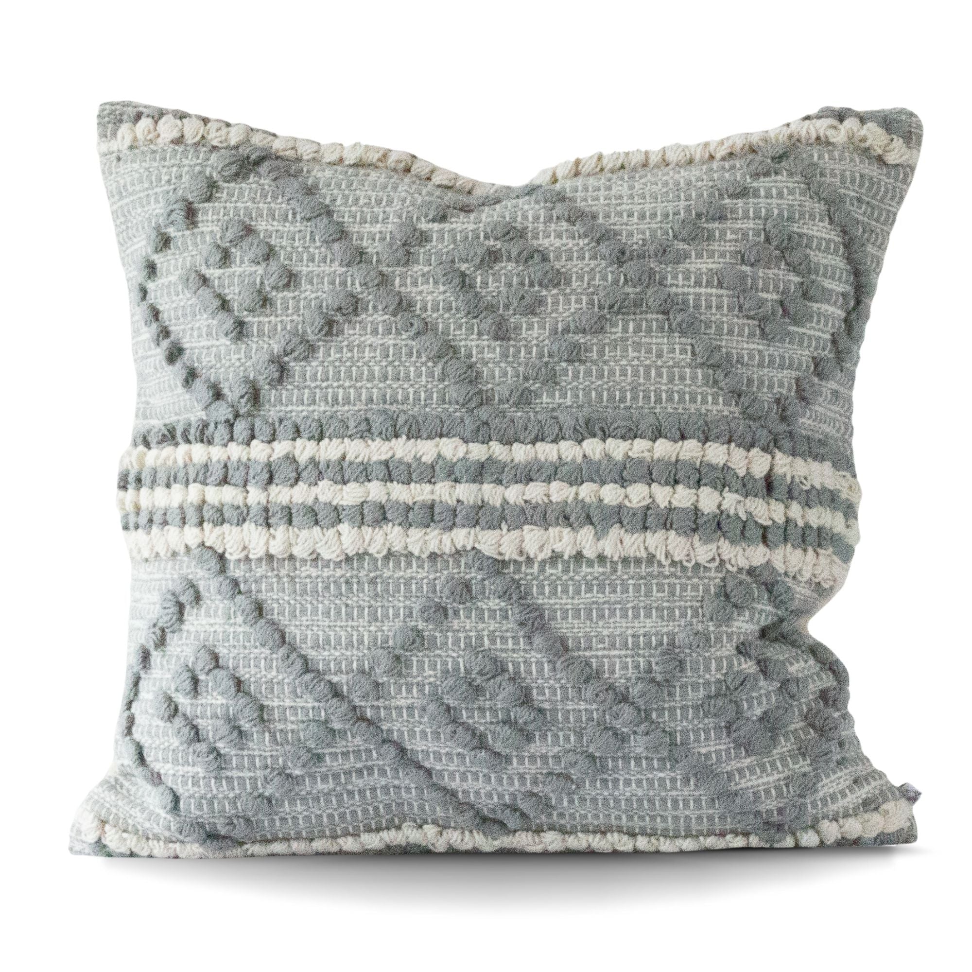 Gray & White Cotton Tajik Throw Cushion 18 x 18