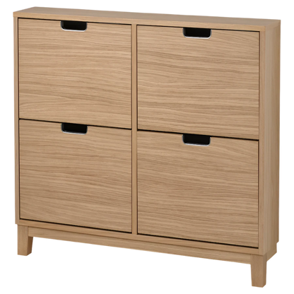 4 Compartment Oak Veneer Shoe Cabinet