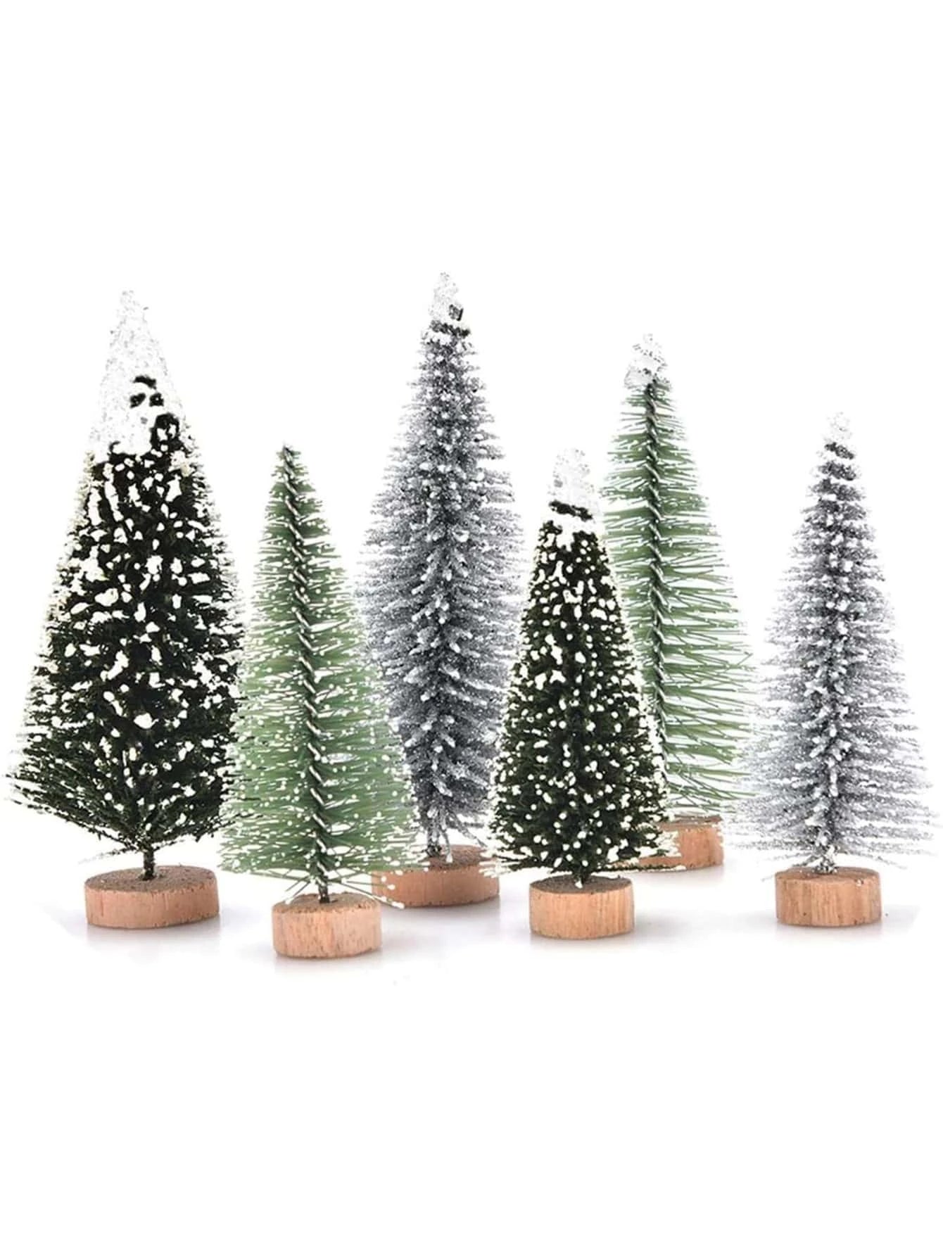 Mini Christmas Tree Table Ornaments - Set of 6