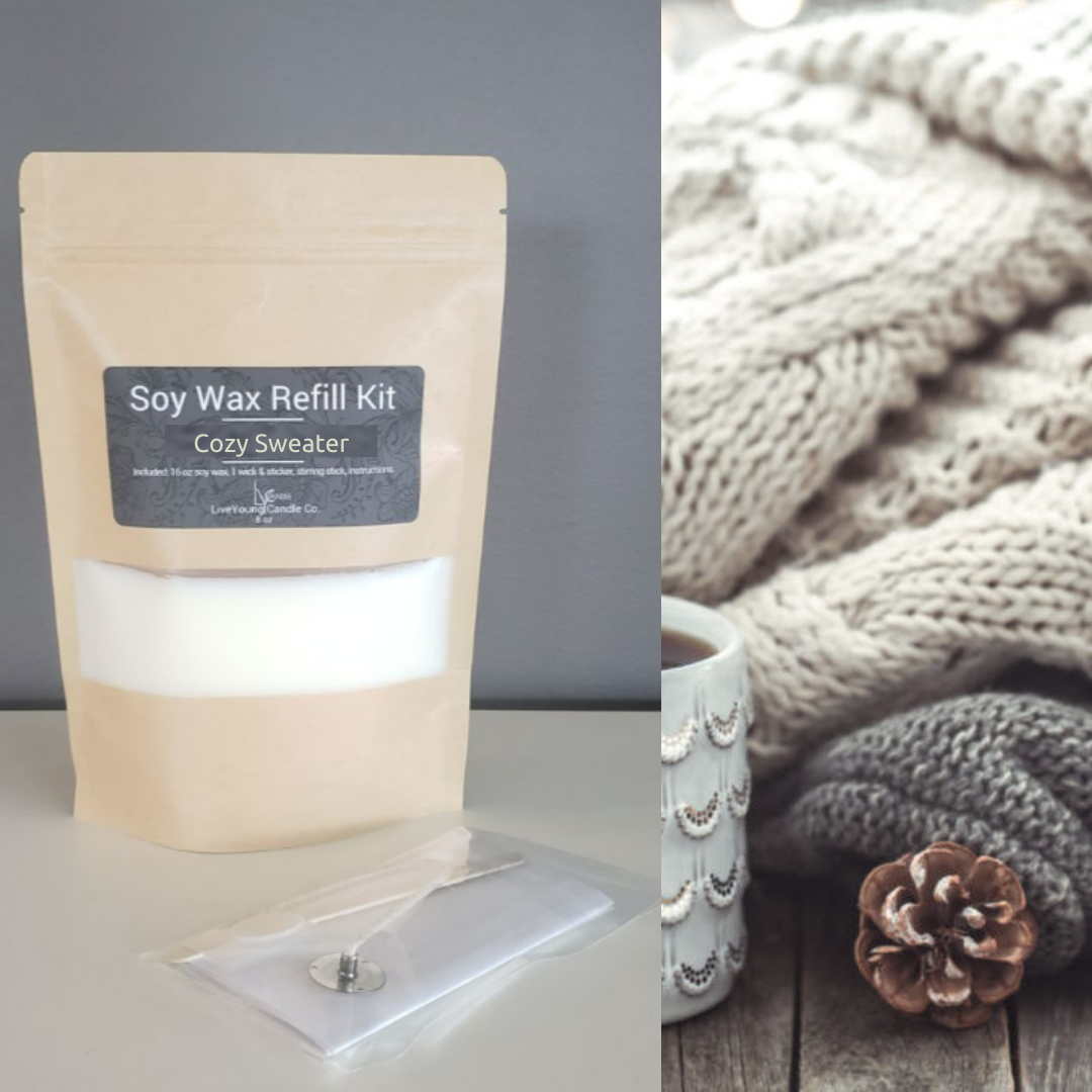 Candle Refill Kit 8oz - Cozy Sweater