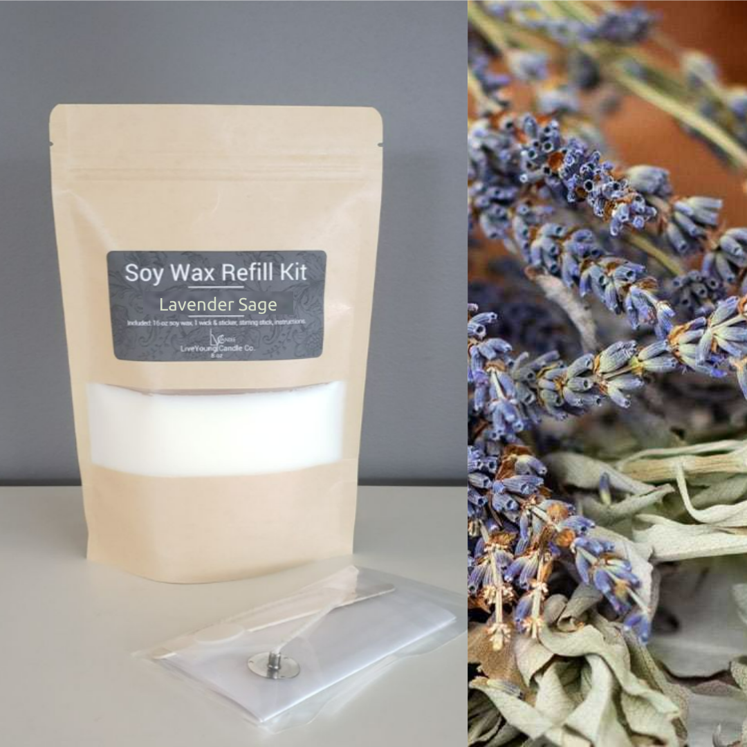Candle Refill Kit 8oz  - Lavender Sage