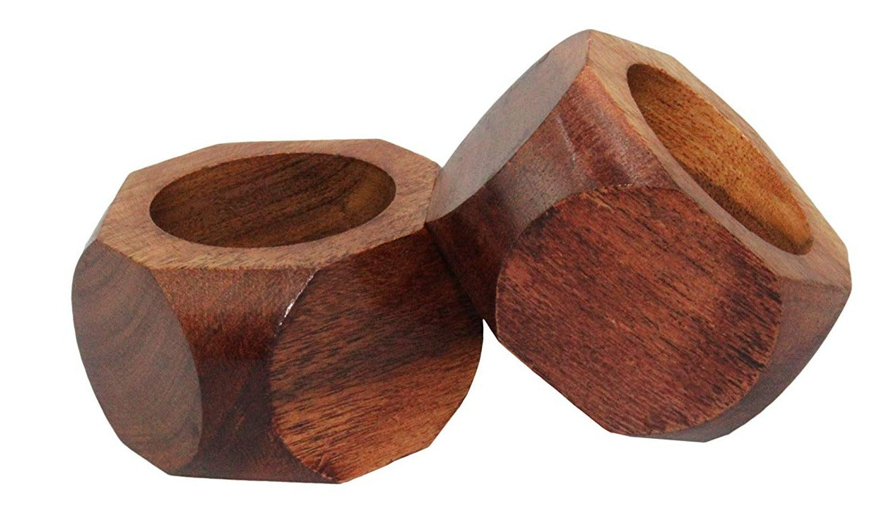 Wooden Napkin Ring - Handmade Chunky Octagon Dining Table Napkin Holder