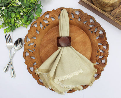 Wooden Napkin Ring - Handmade Chunky Octagon Dining Table Napkin Holder