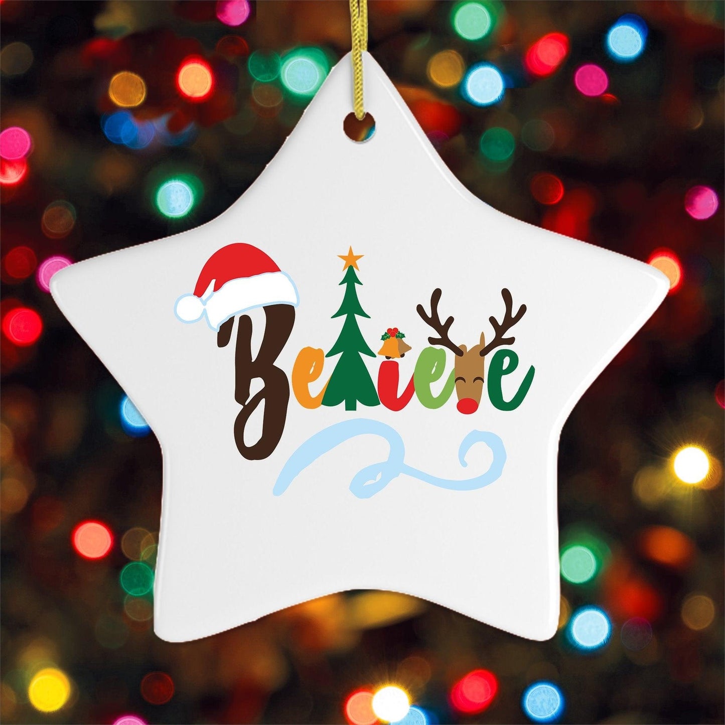 BELIEVE Ceramic Christmas Ornament