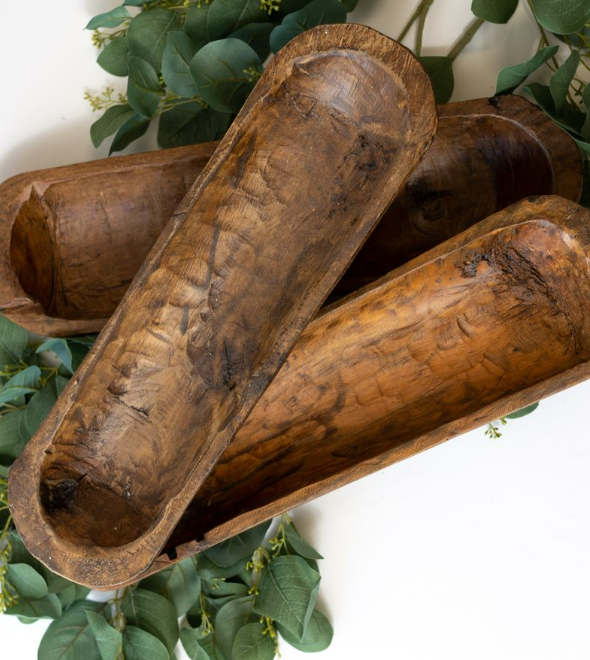 Hand carved Wooden Baguette Bowl