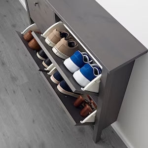 4 Compartment Dark Gray Shoe Cabinet