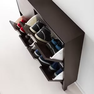 4 Compartment Ebony Shoe Cabinet